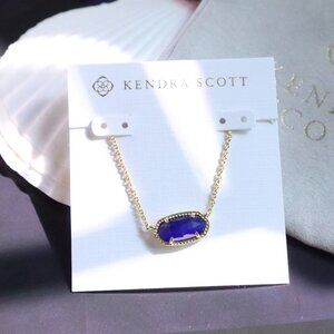 Kendra Scott Elisa Necklace Cobalt Cat's Eye Gold